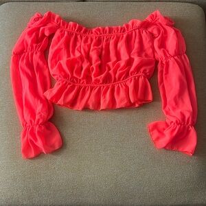 Neon Orange Ruffle Crop Top - PLT
